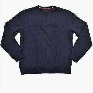 Tommy Hilfiger Mens Crew Neck Sweatshirt Navy Blue Solid Logo Chest Size Large